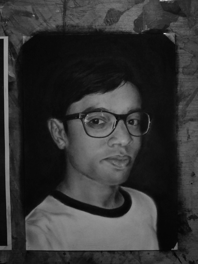 Detailed black and white portrait sketch by Deepak