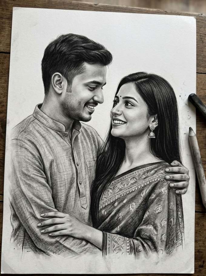Custom handmade birthday portrait sketch by Deepak